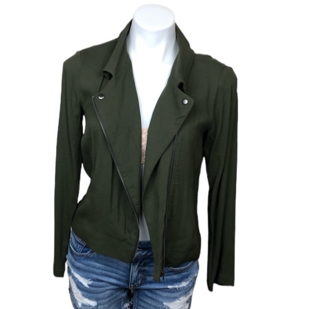 🎁 Ella Moss Stella Moto Jacket in Army Green XS Women’s - Picture 2 of 7